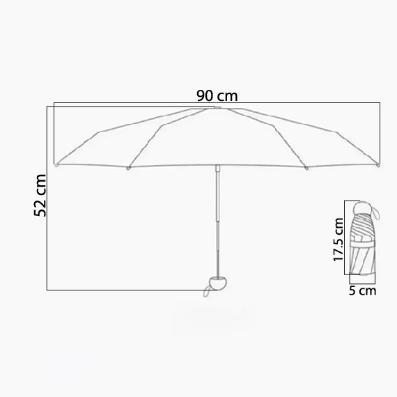 Short umbrella with a bag, Բեժ