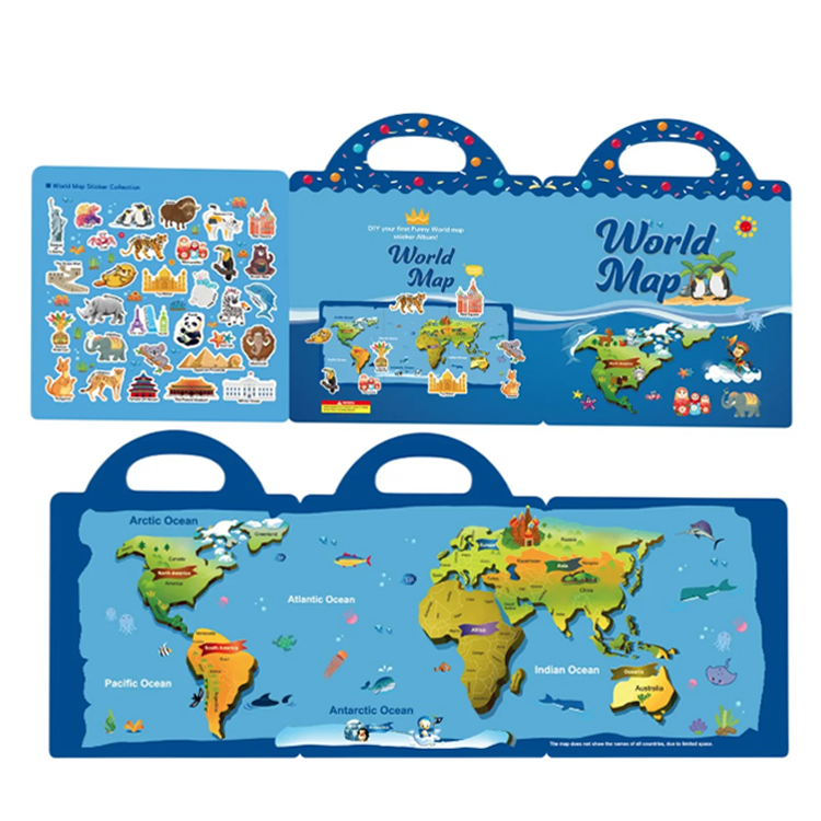 World map with sticker collection 25x70 cm