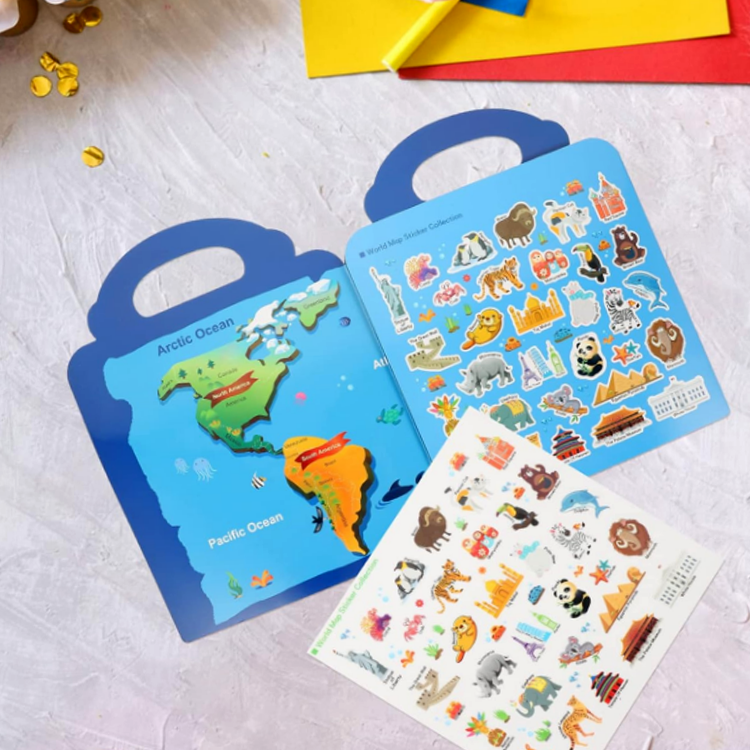 World map with sticker collection 25x70 cm