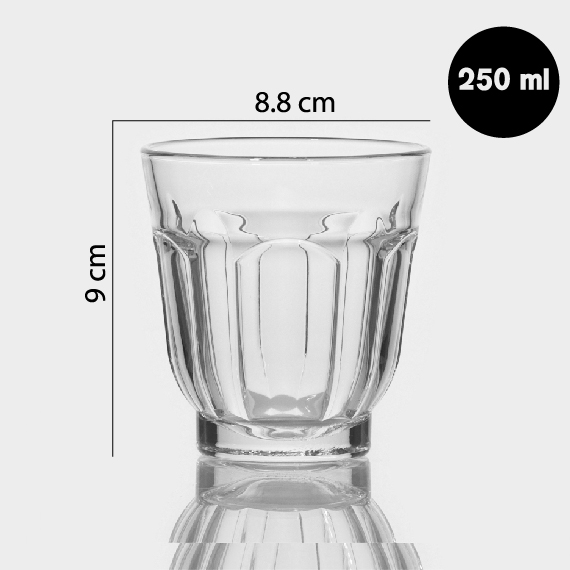 Glass 250 ml 6 pcs, Թափանցիկ