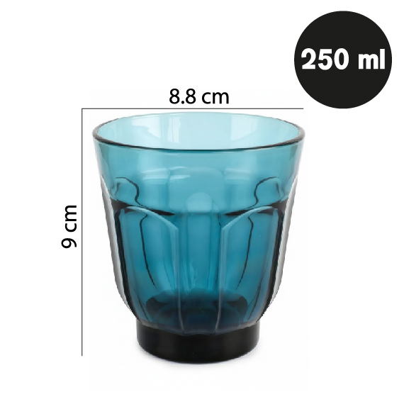 Glass 250 ml 6 pcs, Կապույտ