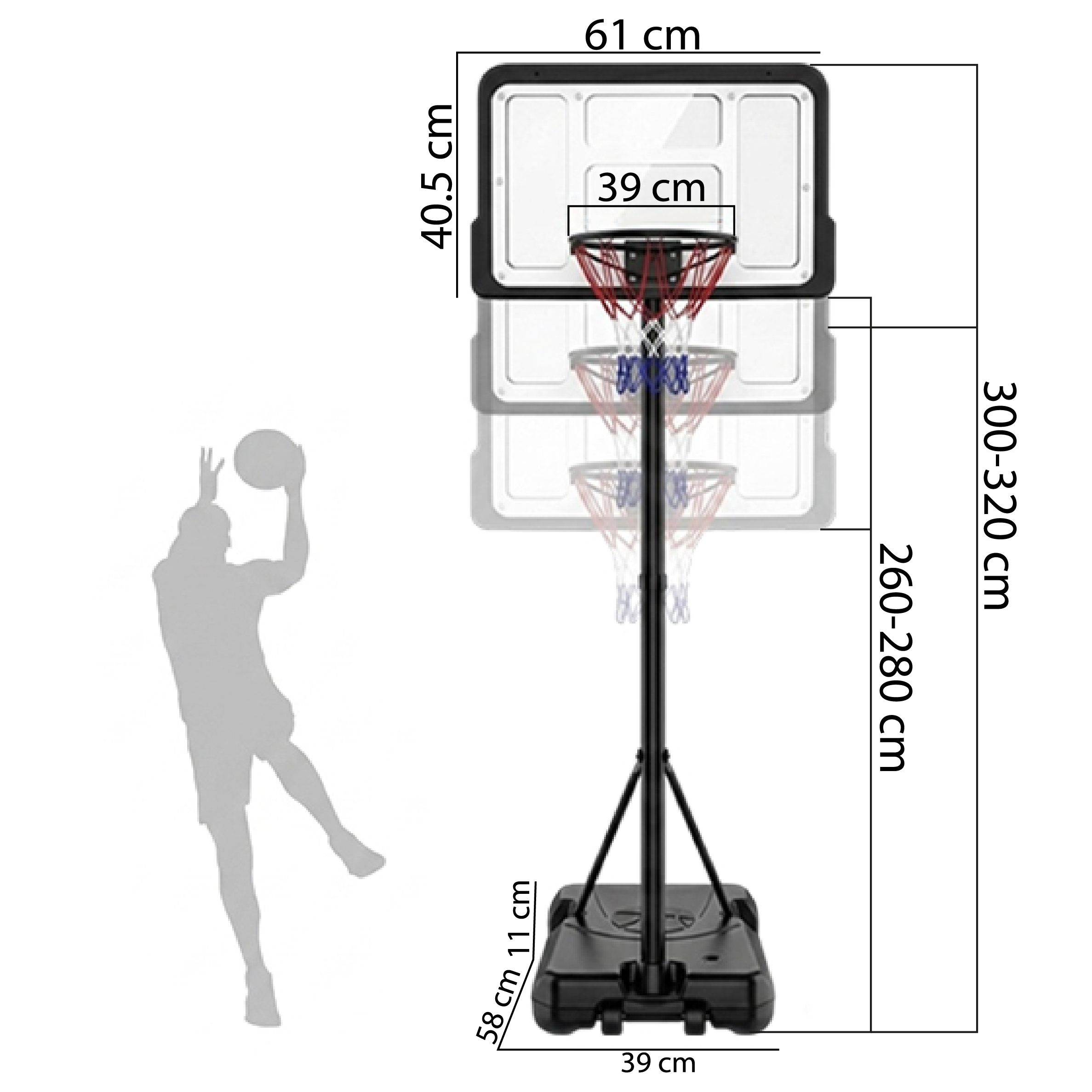 Basketball basket with ball 320 cm