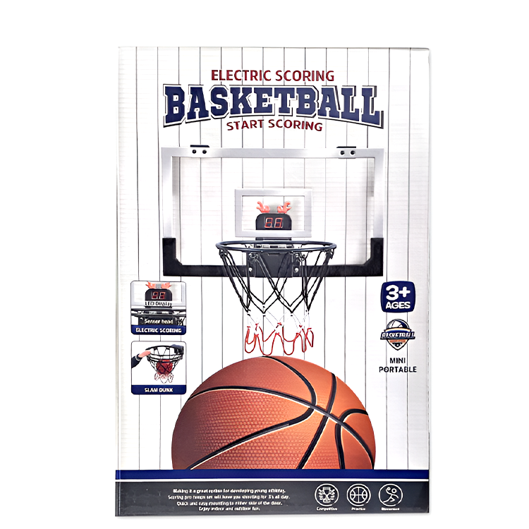 Basketball mini basket with ball and digital scoreboard 27x43 cm