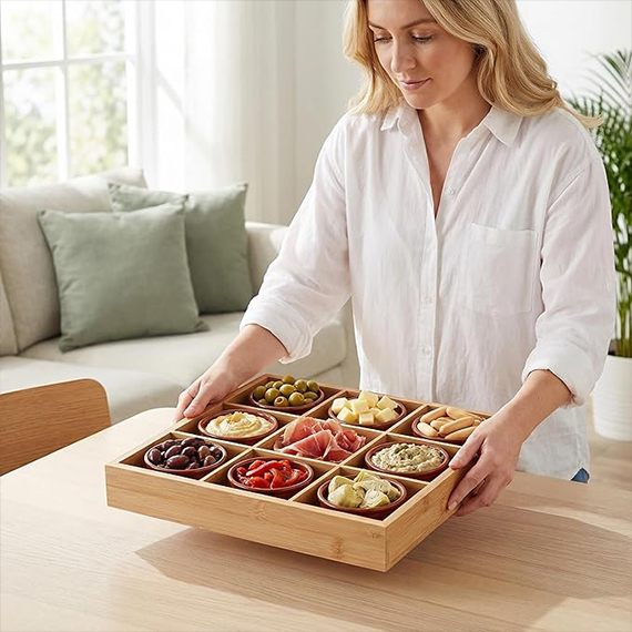 Dried fruit serving tray with lid 31x31 cm