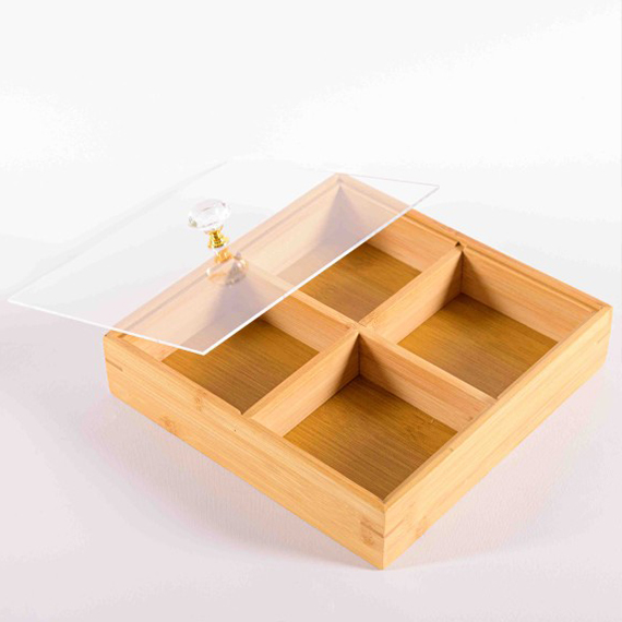 Dried fruit serving tray with lid 21x21 cm