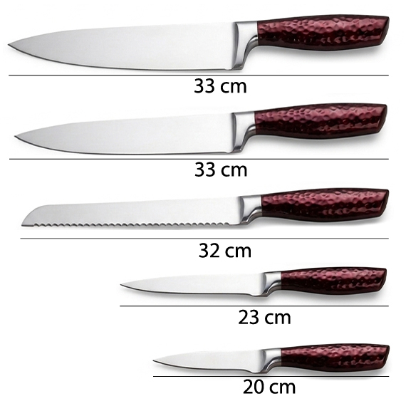 Set of knives with stand and sharpener