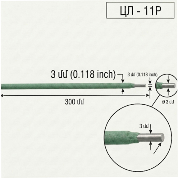 Stainless steel electrode 3×300 mm 1 pcs