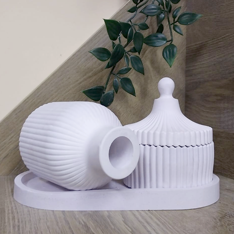 Plaster set with scented candle and sticks, Բաց վարդագույն