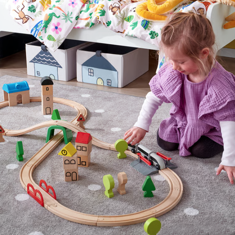 Train with railway 45 elements wooden