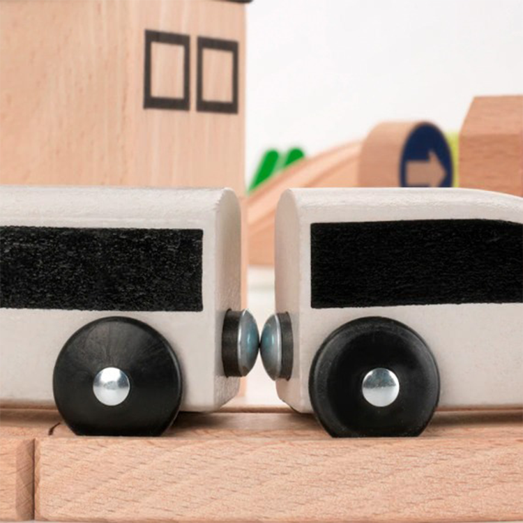 Train with railway 45 elements wooden