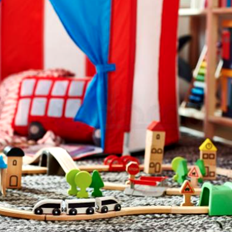 Train with railway 45 elements wooden
