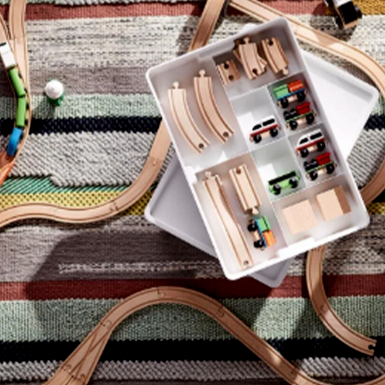Train with railway 45 elements wooden