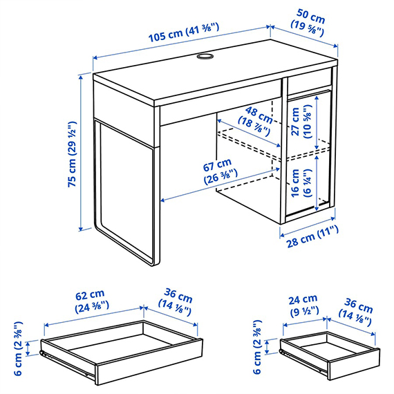 Desk 105x50 cm, Շականակագույն