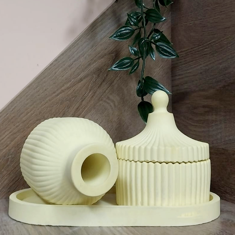 Plaster set with scented candle and sticks, Դեղին