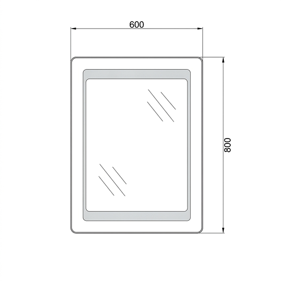 Mirror with LED light and anti-fogging 80x60 cm