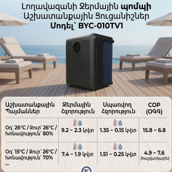 Тепловой насос для бассейна с WiFi контроллером