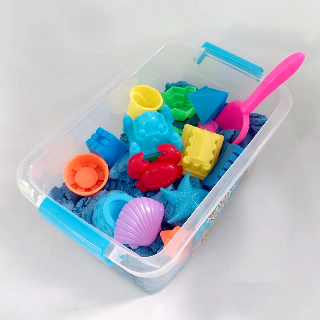 Kinetic sand in a bucket with figures 3 kg, Կապույտ