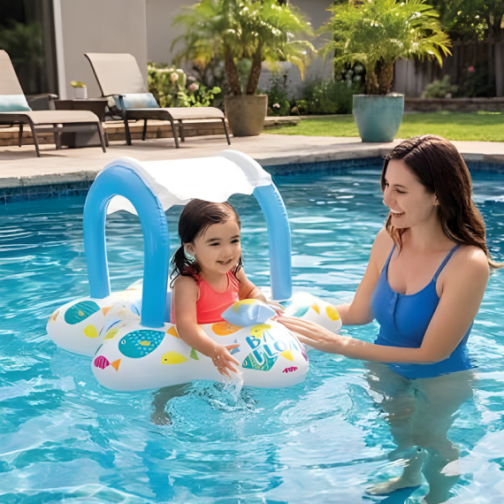 Swimming ring with legroom and awning 81x79 cm