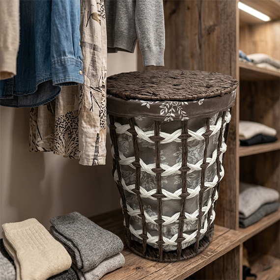 Laundry basket with lid 33 l, Շականակագույն