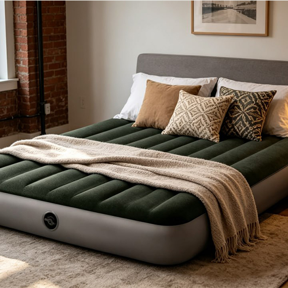 Air mattress with pump 152x203x25 cm