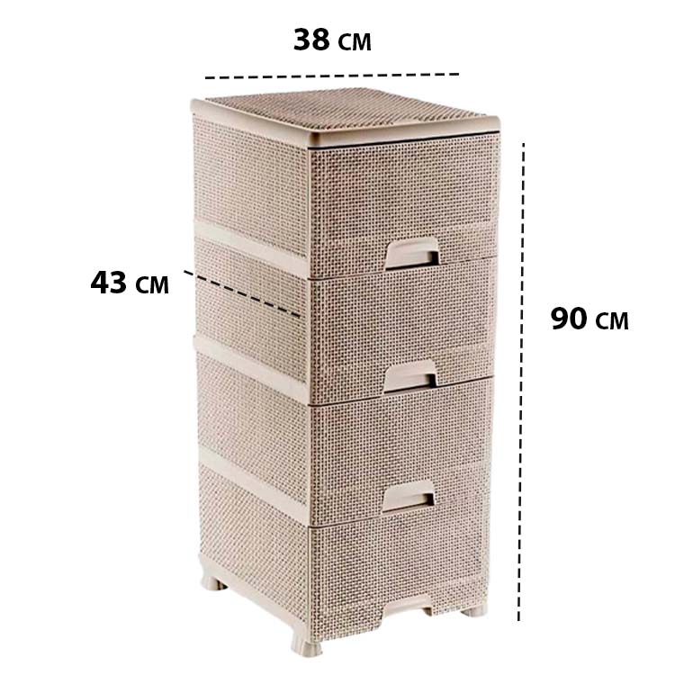 Պահարան կոմոդ 4 դարակով 38x90 սմ, Բեժ