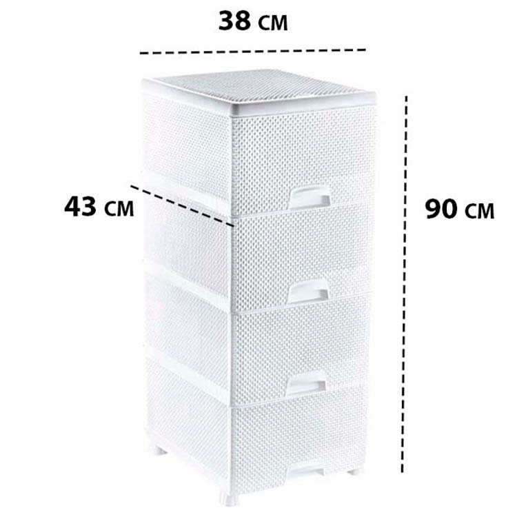 Պահարան կոմոդ 4 դարակով 38x90 սմ, Սպիտակ