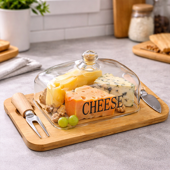 Set for cutting and serving cheese with knives 15x27 cm