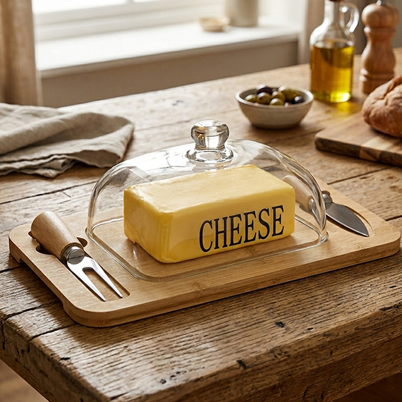 Set for cutting and serving cheese with knives 15x27 cm