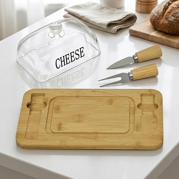 Set for cutting and serving cheese with knives 15x27 cm