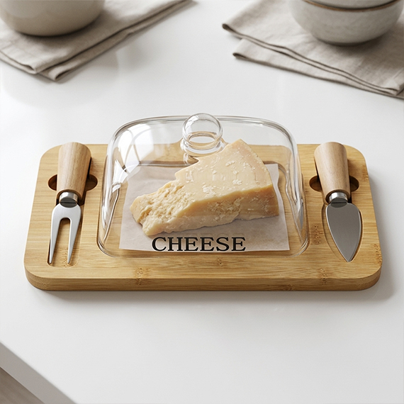Set for cutting and serving cheese with knives 15x27 cm