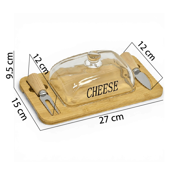 Set for cutting and serving cheese with knives 15x27 cm