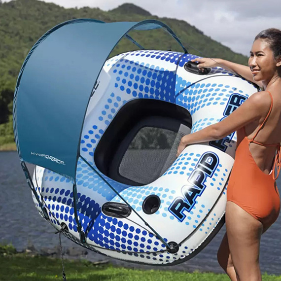 Inflatable water chair with awning 137x137 cm