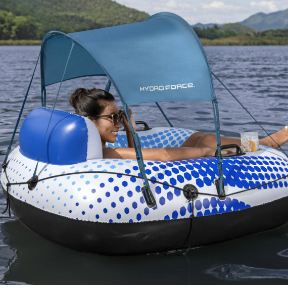 Inflatable water chair with awning 137x137 cm