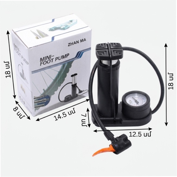 Pump with pressure gauge 18 cm