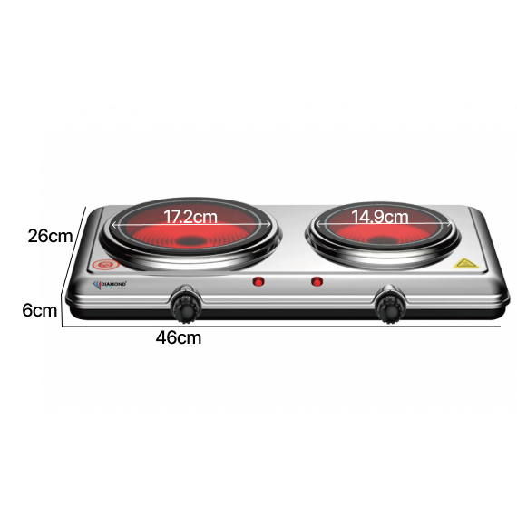 Double burner electric hot plate 2100 W