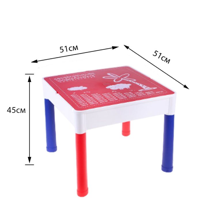 Children's table with 2 chairs and a field for a construction set 51x51 cm