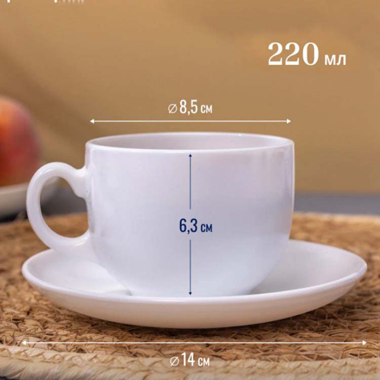 Բաժակ ափսեով 220 մլ 6 հատ