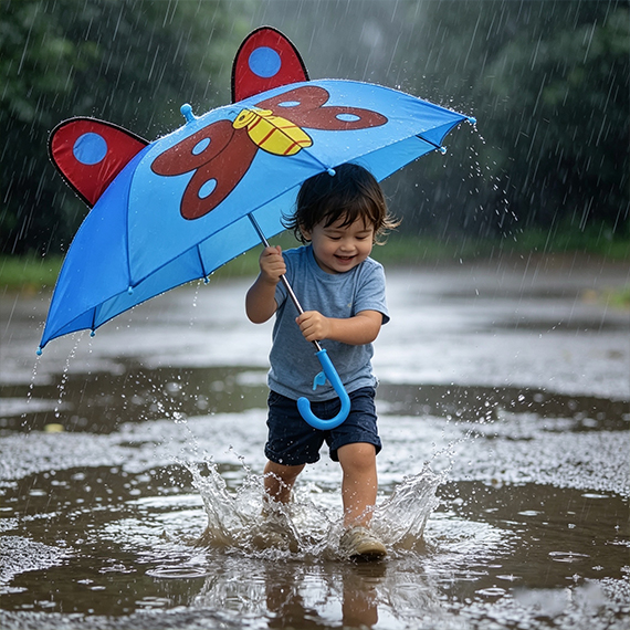 Kids umbrella with whistle 60 cm, Կապույտ