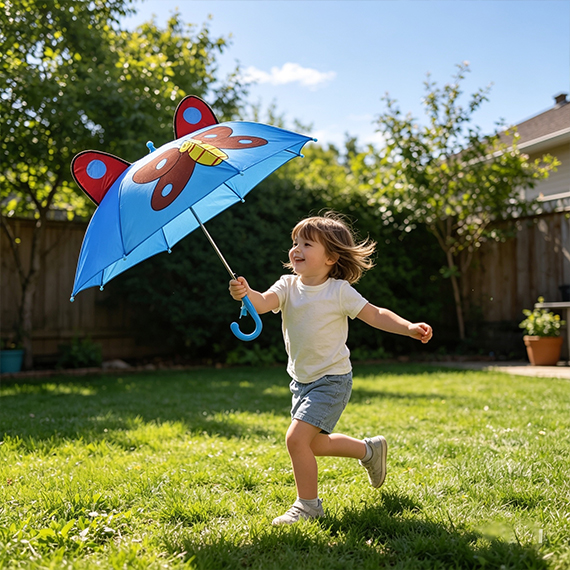 Kids umbrella with whistle 60 cm, Կապույտ
