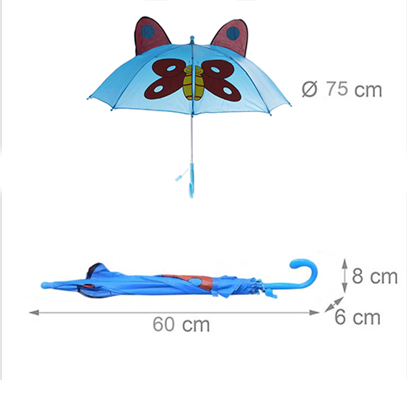 Kids umbrella with whistle 60 cm, Կապույտ