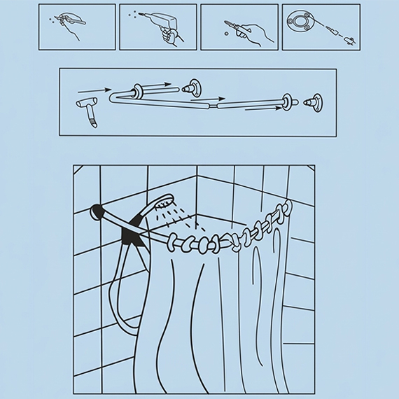Shower curtain rod 90x90 cm