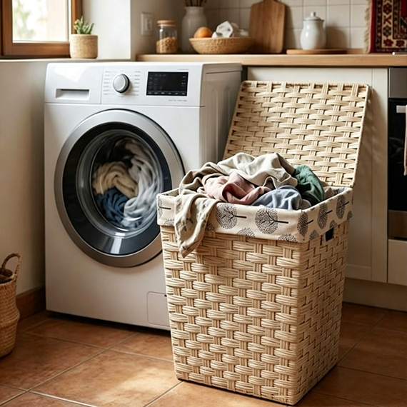 Laundry basket with lid 33 l, Սպիտակ