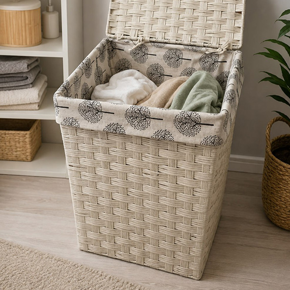 Laundry basket with lid 33 l, Սպիտակ